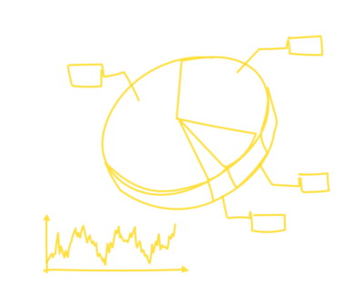 Workbench symbol image with a cake and a curve diagramm